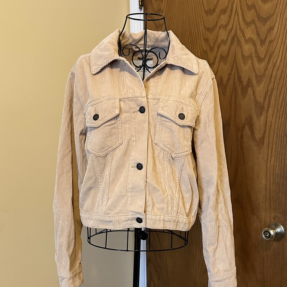 Hollister Beige Corduroy Jean Jacket